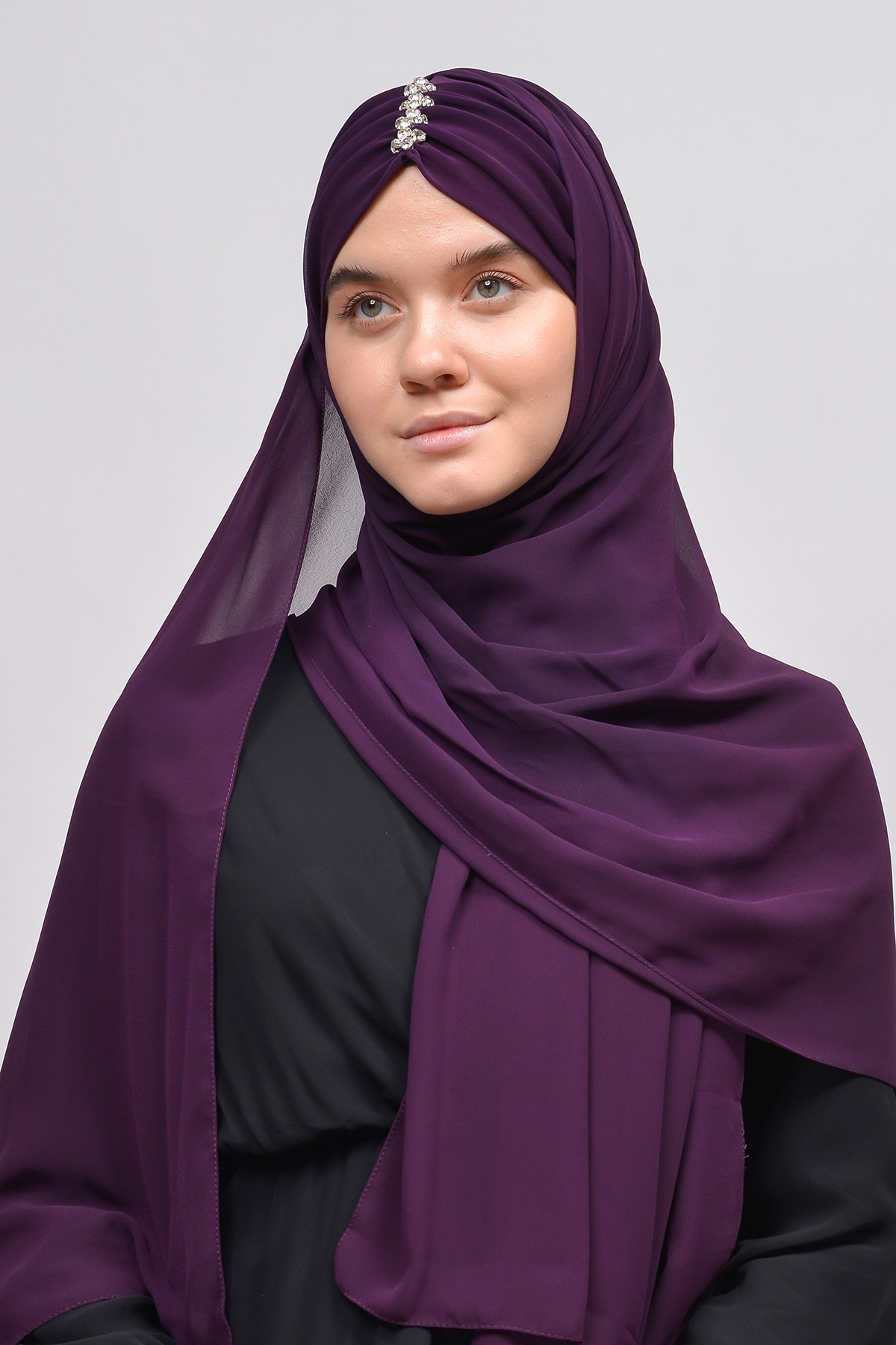 Stone Embellished Chiffon Shawl - Elegant & Practical