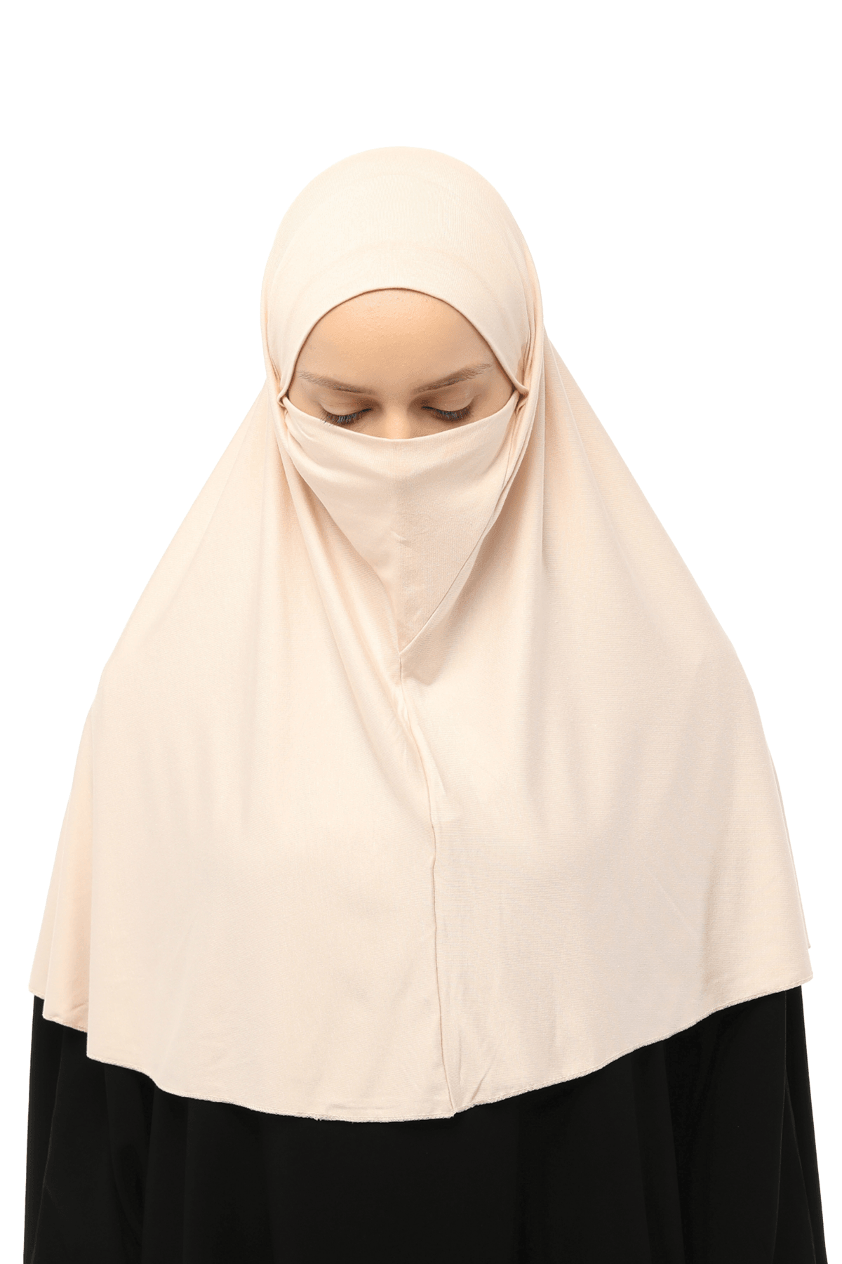 Practical Hijab Scarf with Niqab - Beige