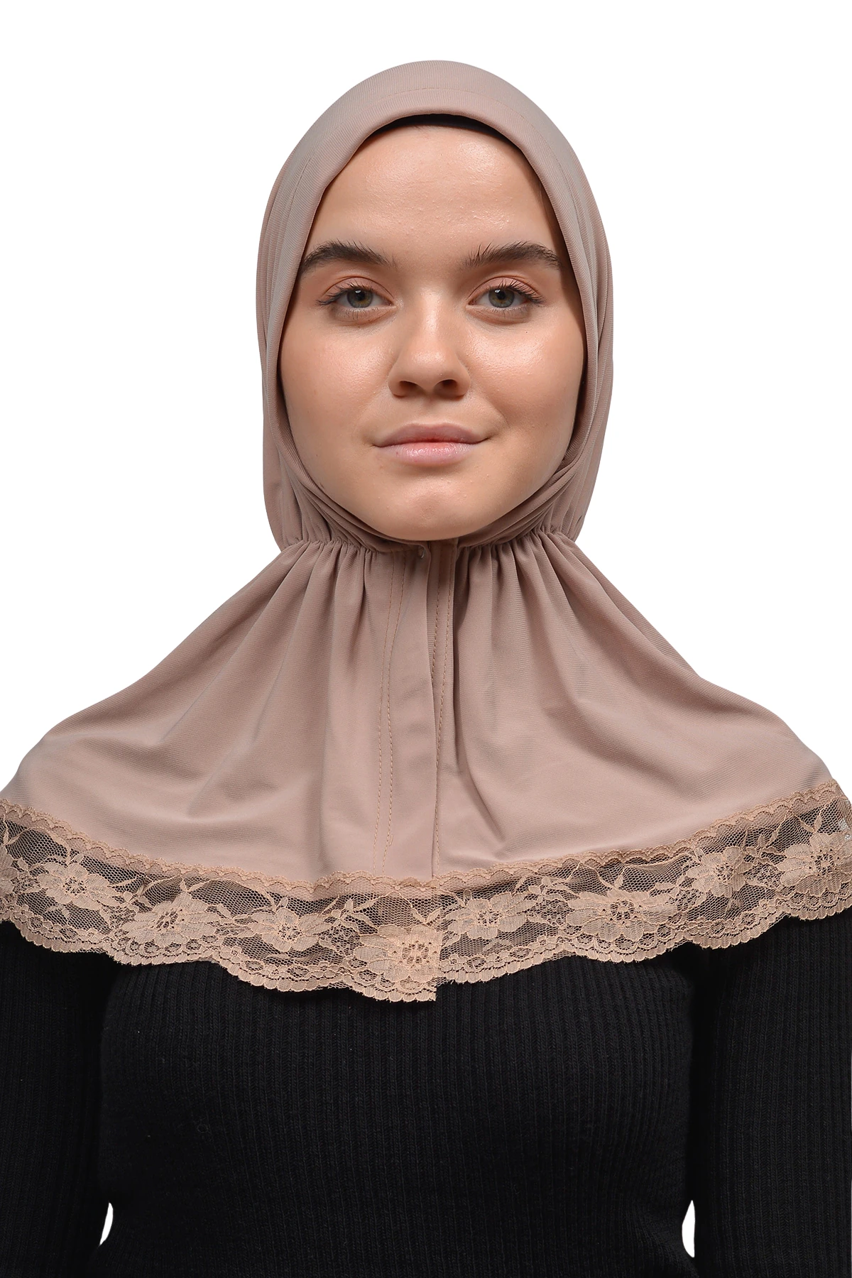 Dantelli Lastik Büzgülü Tela Bantlı Çıtçıtlı Hazır Türban Pratik Eşarp