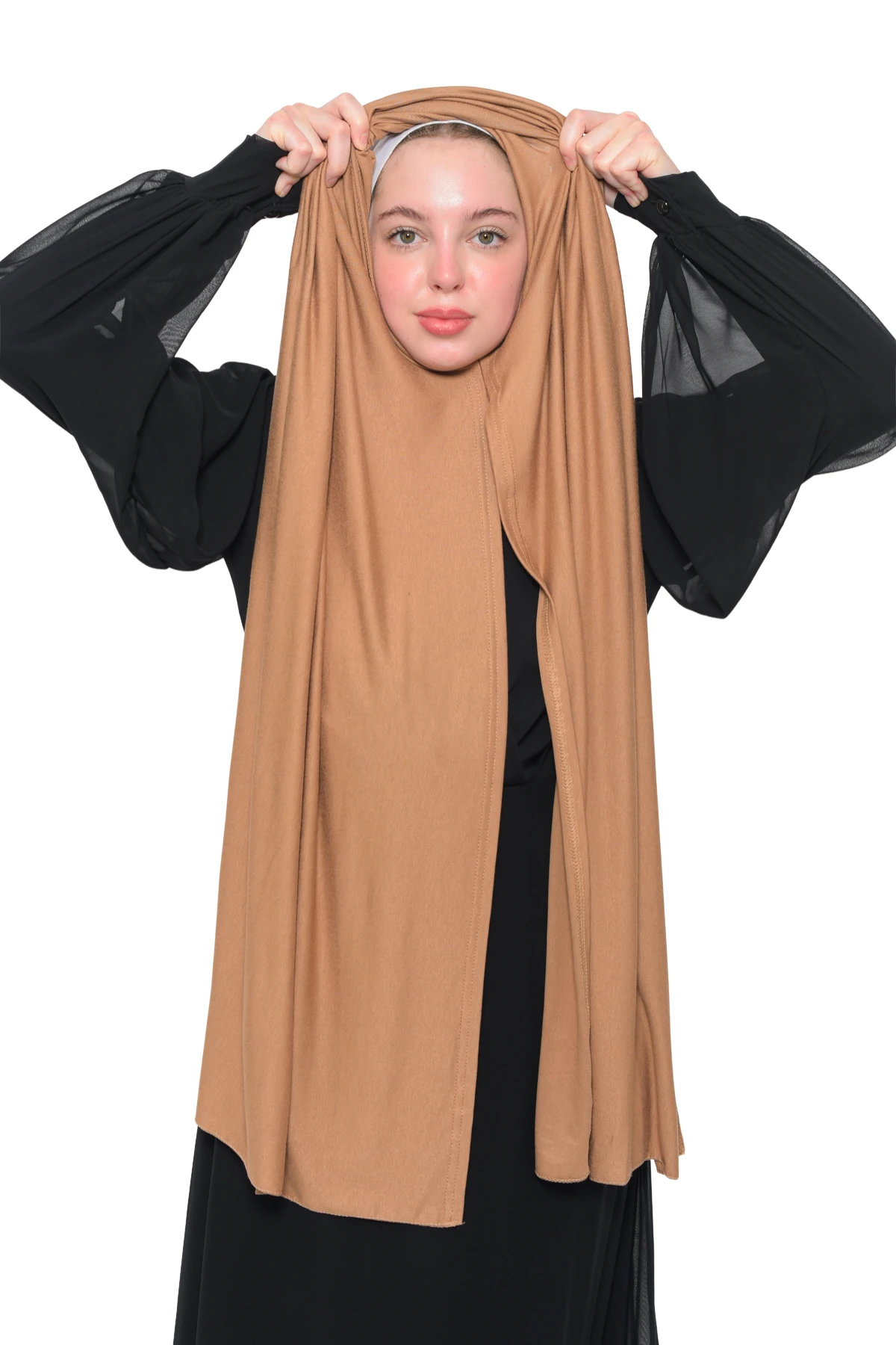 Hazır Pratik Geçmeli Lüks Organik Düz Penye Şal Eşit Hizalı