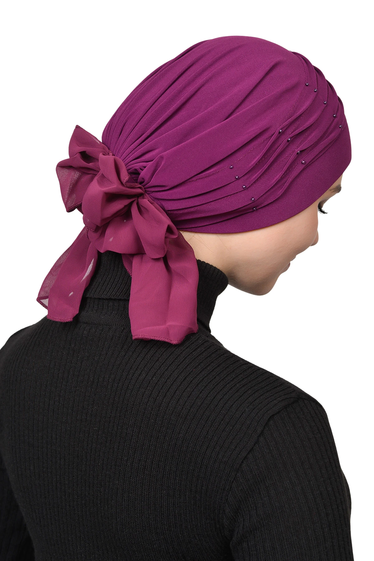 Pileli İncili Nervür Tesettür Bone