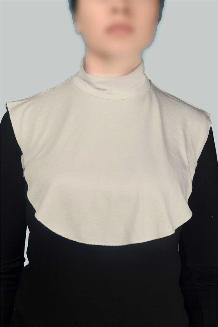 Straight Turtleneck Neck Combed Hijab Collar - Comfortable and Practical - Dark Cream