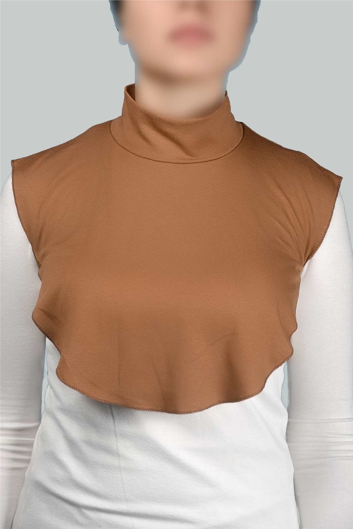 Straight Turtleneck Neck Combed Hijab Collar - Comfortable and Practical - Windsor Tan