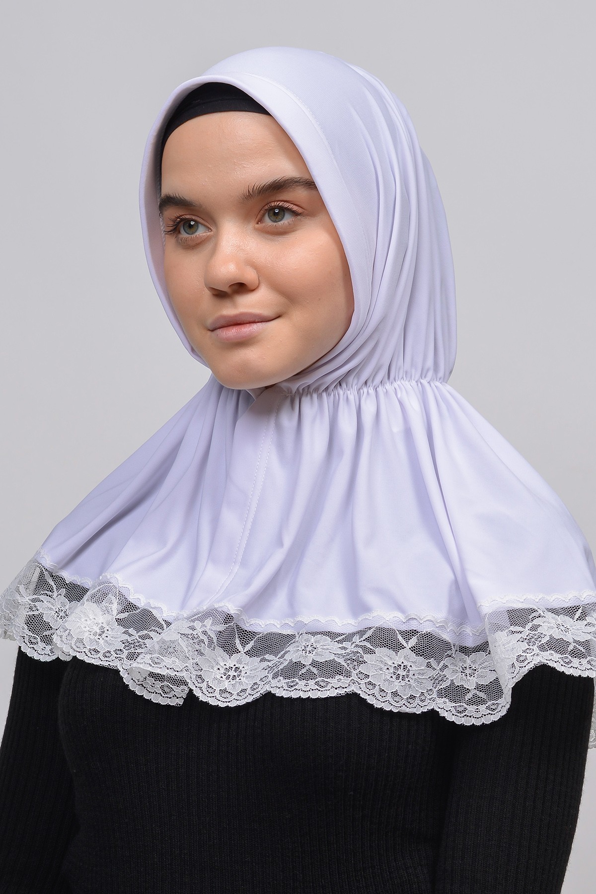 Lace Elastic Shirred Hijab - Comfortable and Stylish 