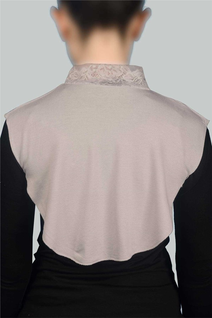 Combed Cotton Hijab Lace Circle Neck Collar  - Light Latte