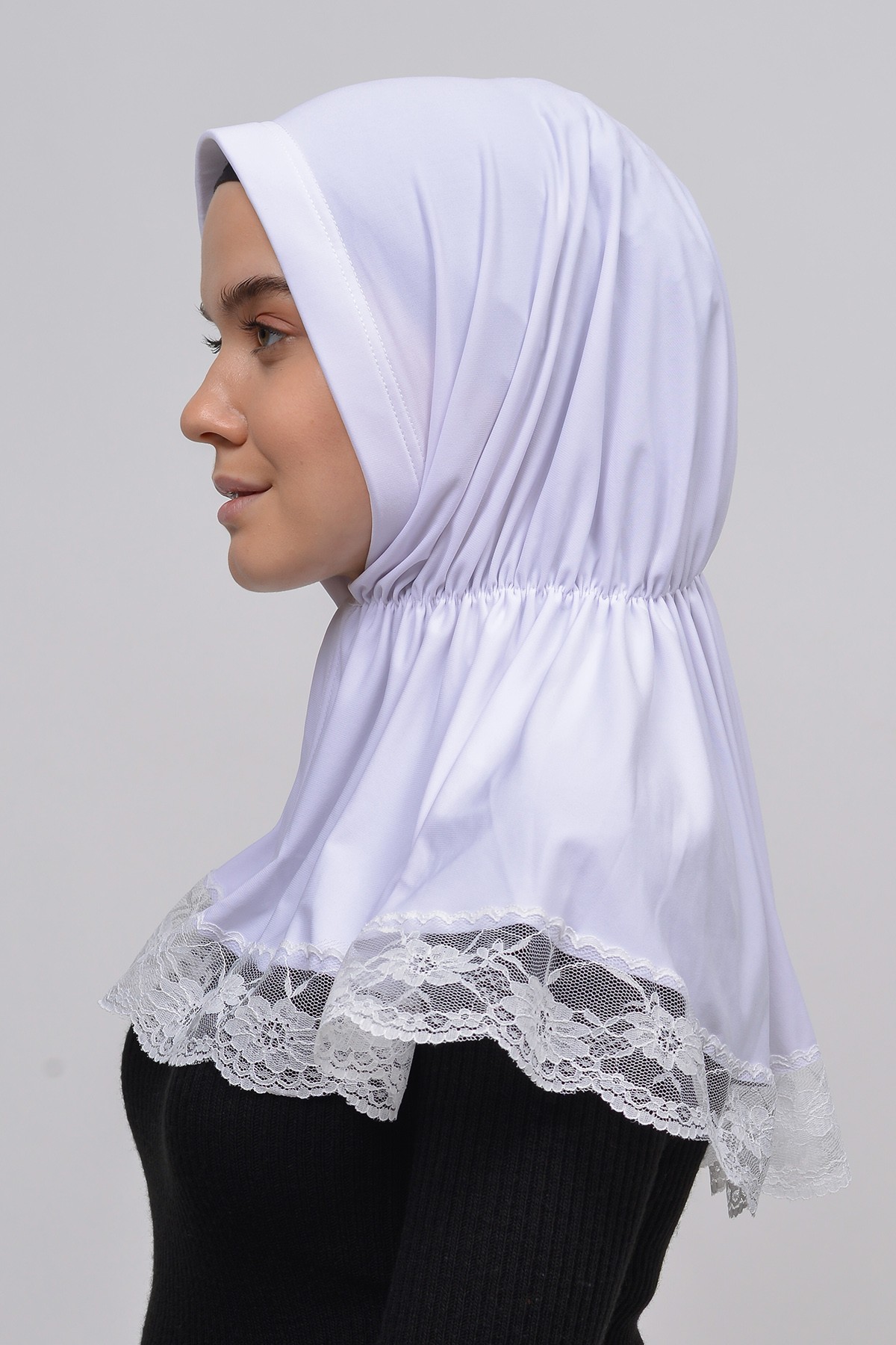 Lace Elastic Shirred Hijab - Comfortable and Stylish 