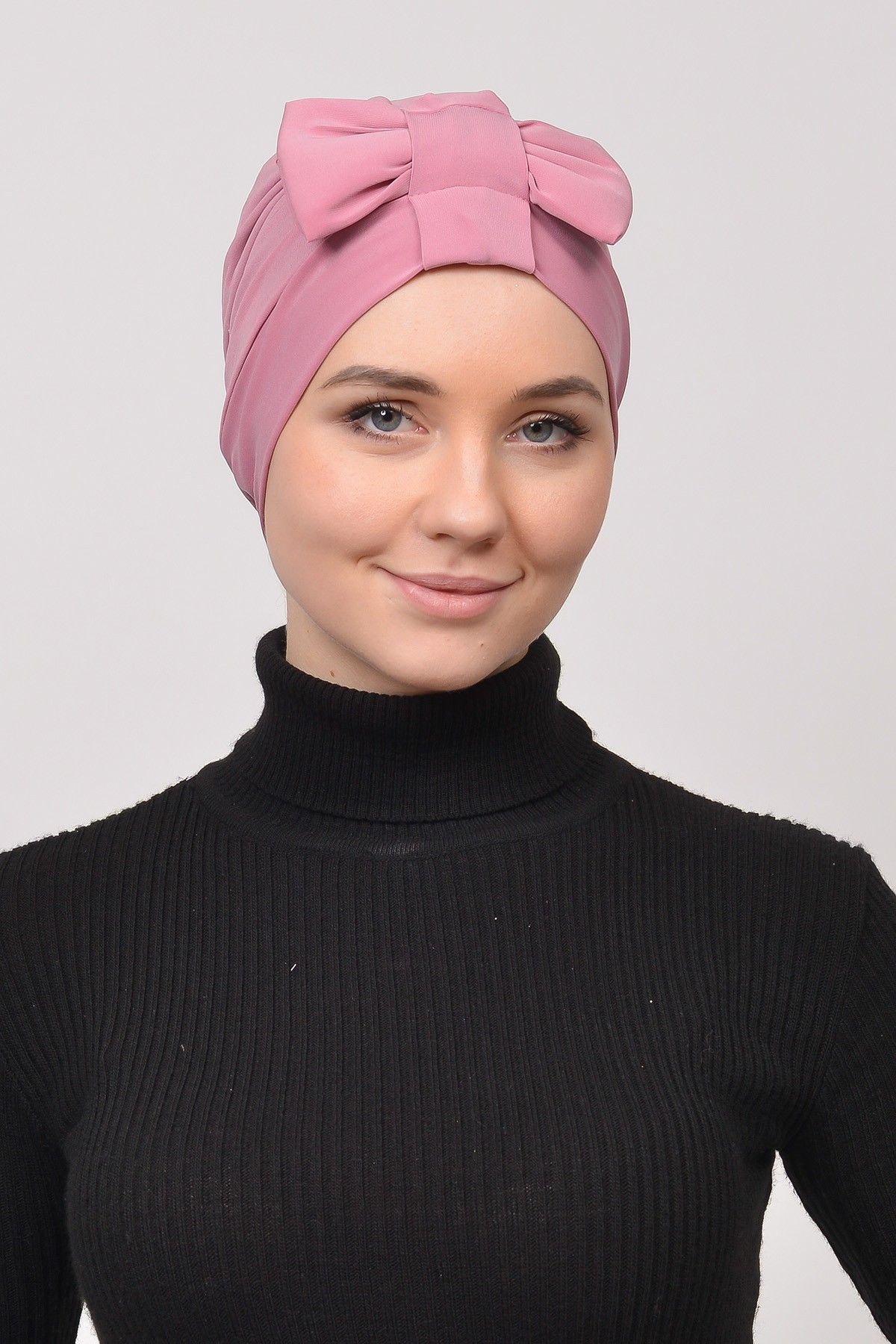 Bow Bonnet Instant Hijab  - Dried Rose