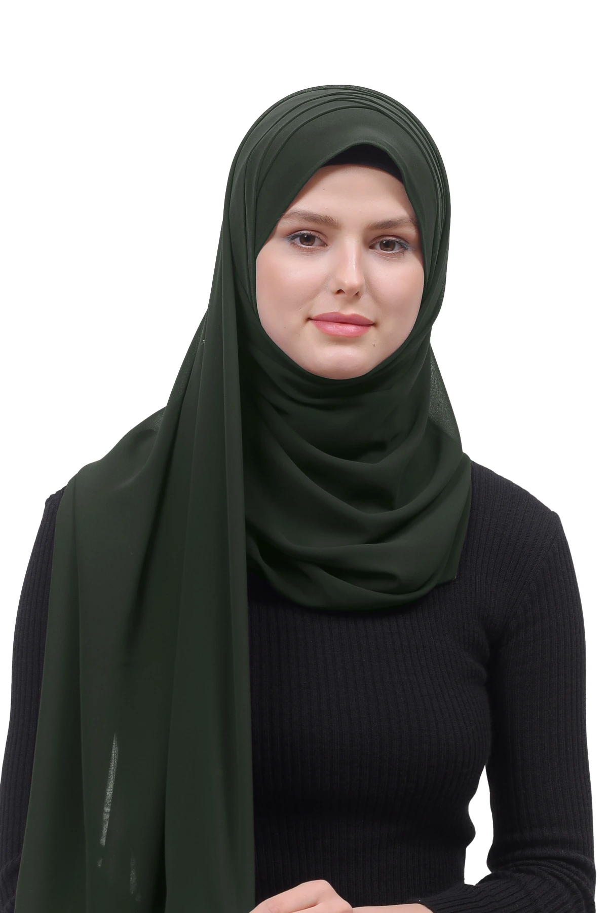 Pileli Çapraz Tela Bantlı Pratik Tesettür Şifon Şal