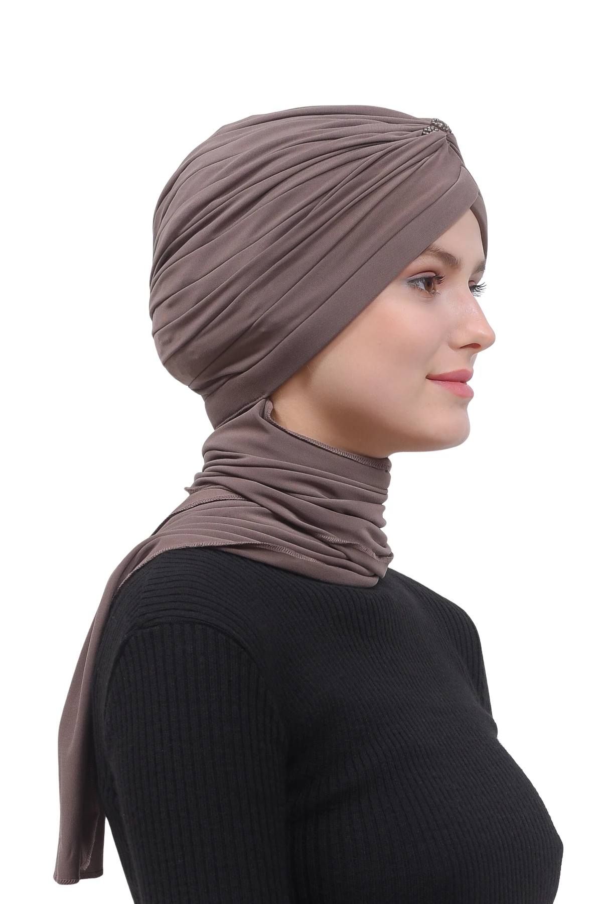 İnci Taçlı Atkılı Tesettür Bone