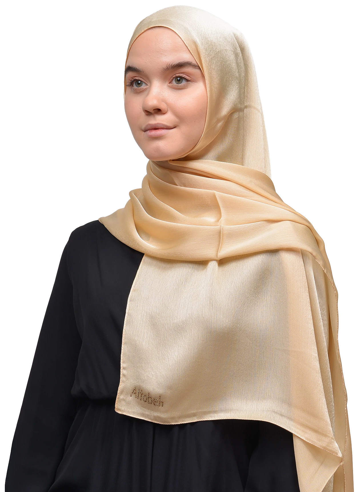 Janjan Parlak Saten Dokulu Tesettür Abiye Şifon Şal