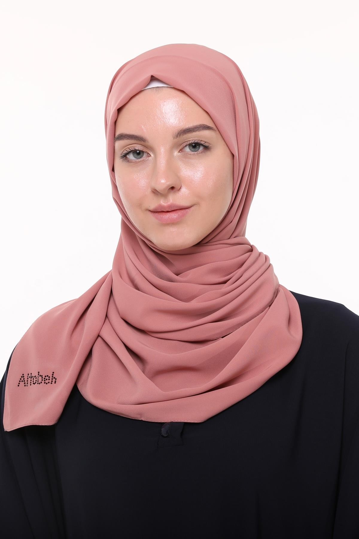 Medina Silk Shawl Hijab - Premium Quality - Dark Salmon