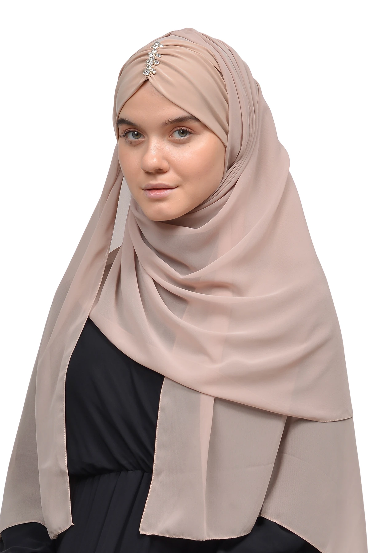 Zarif Taşlı Drapeli Hazır Pratik Şifon Tesettür Şal