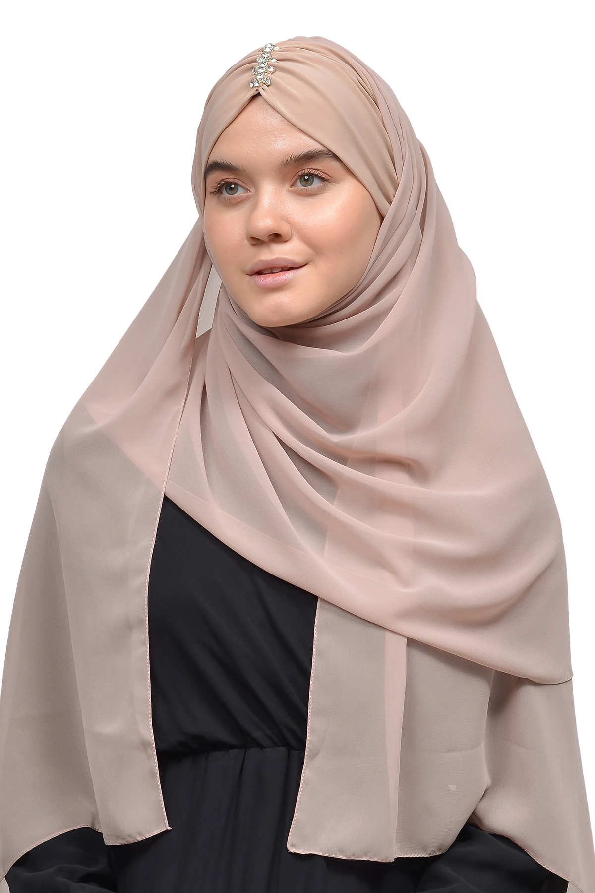Zarif Taşlı Drapeli Hazır Pratik Şifon Tesettür Şal