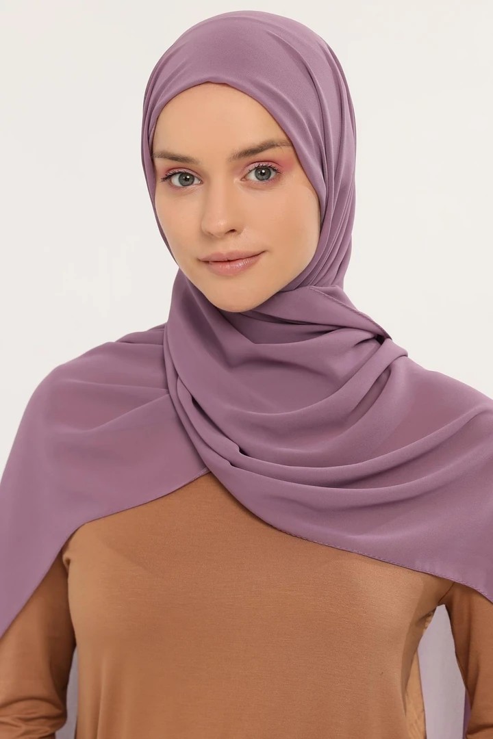 Practical Bonnet and Chiffon Shawl Set - Lilght Maroon