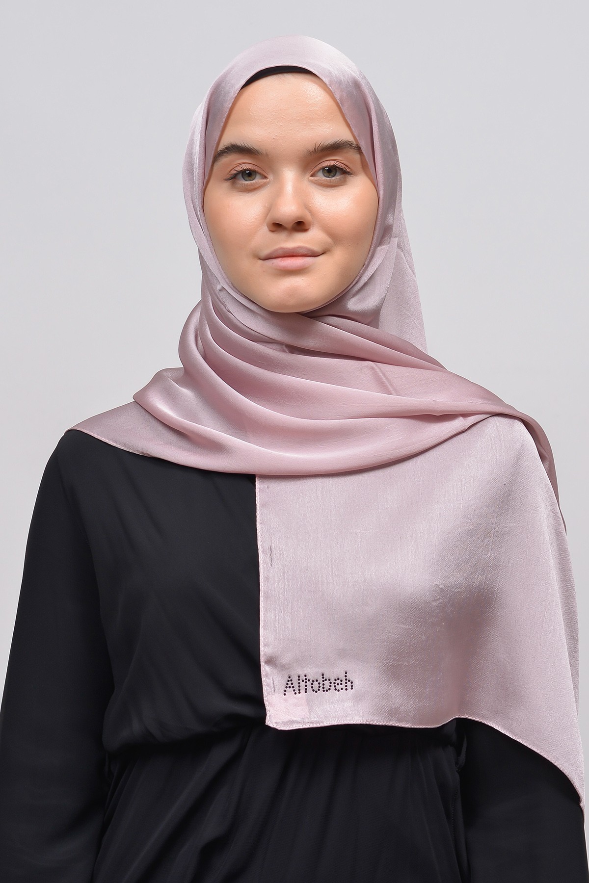 Satin Chiffon Shawl - Luxurious & Evening Elegance  - Light Powder