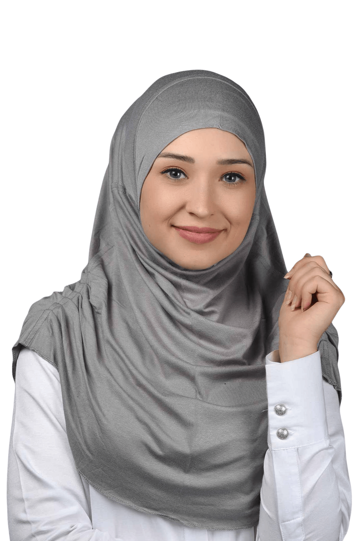 Hazır Türban Büzgülü Pileli Pratik Eşarp Tesettür Hijab - Namaz Örtüsü - Gri