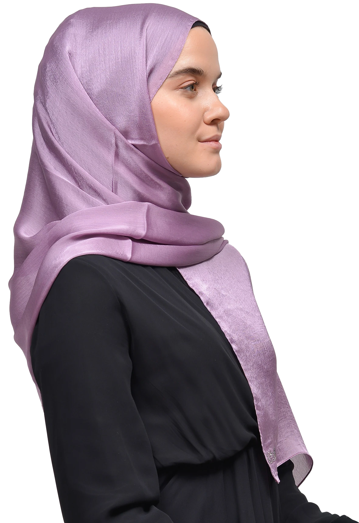 Janjan Parlak Saten Dokulu Tesettür Abiye Şifon Şal