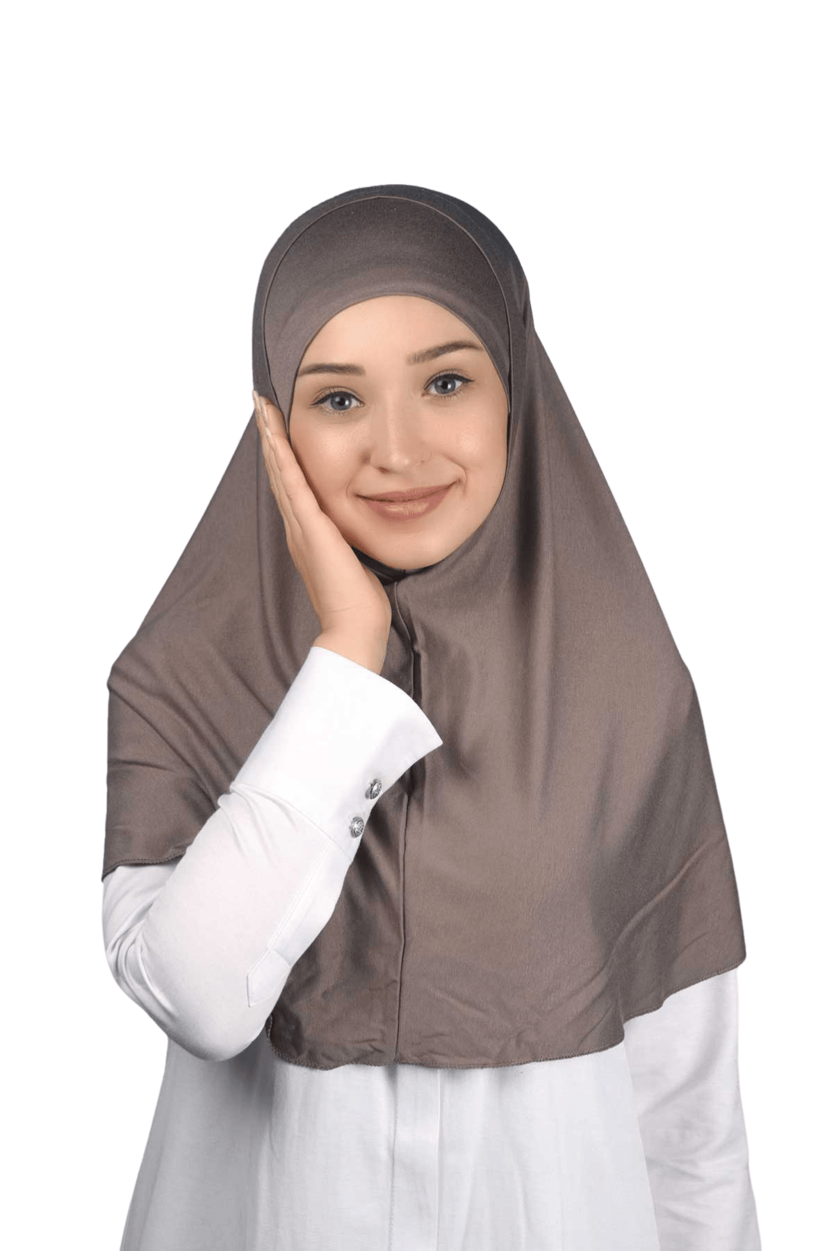 İkili Set Pratik Eşarp Hazır Türban ve Hijab Tesettür Bonesi - Koyu Vizon