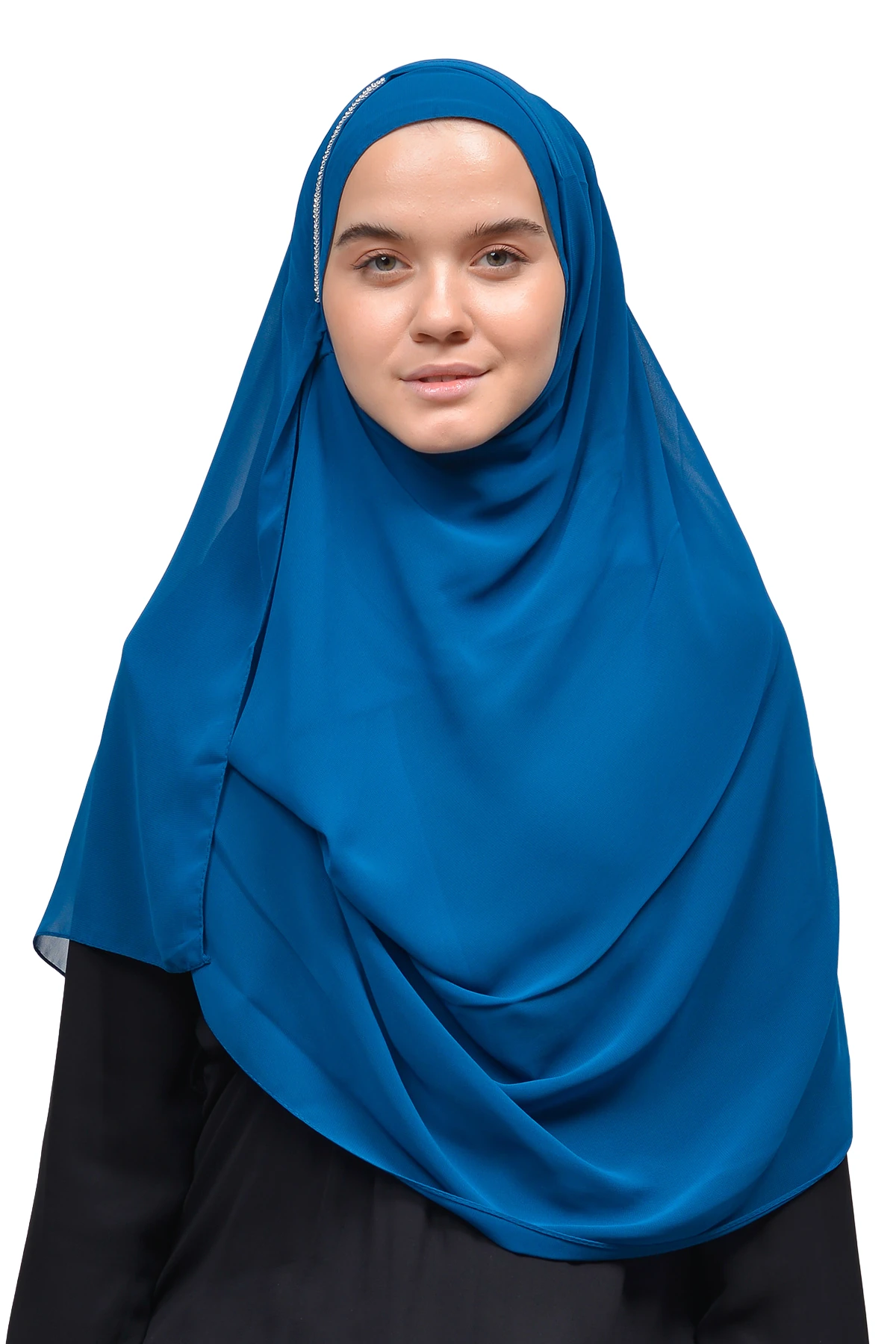 Hazır Pratik Taşlı Malezya Tesettür Şifon Şal