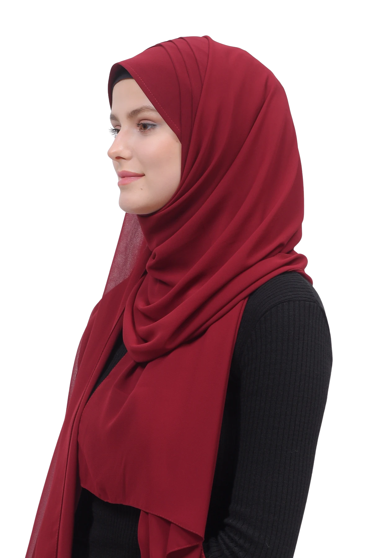 Pileli Çapraz Tela Bantlı Pratik Tesettür Şifon Şal