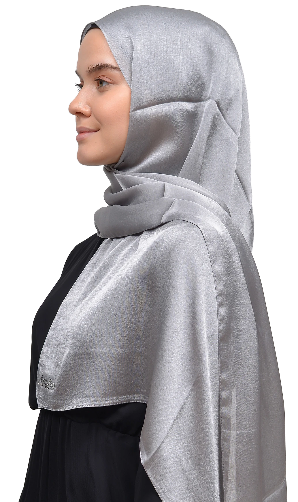 Janjan Parlak Saten Dokulu Tesettür Abiye Şifon Şal