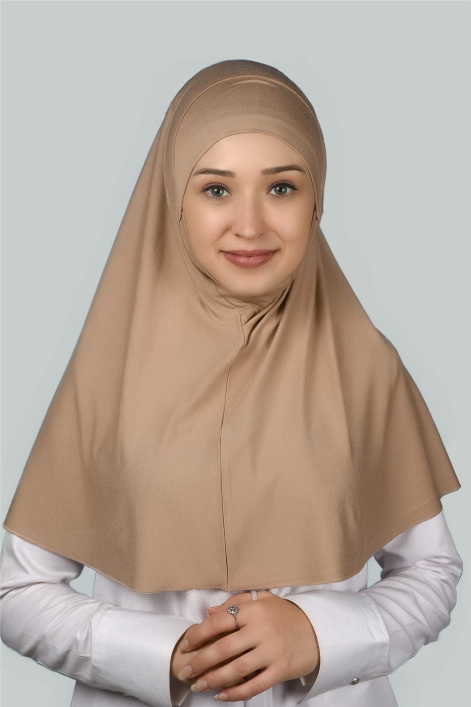 Practical Hijab Scarf with Niqab - Dark Beige