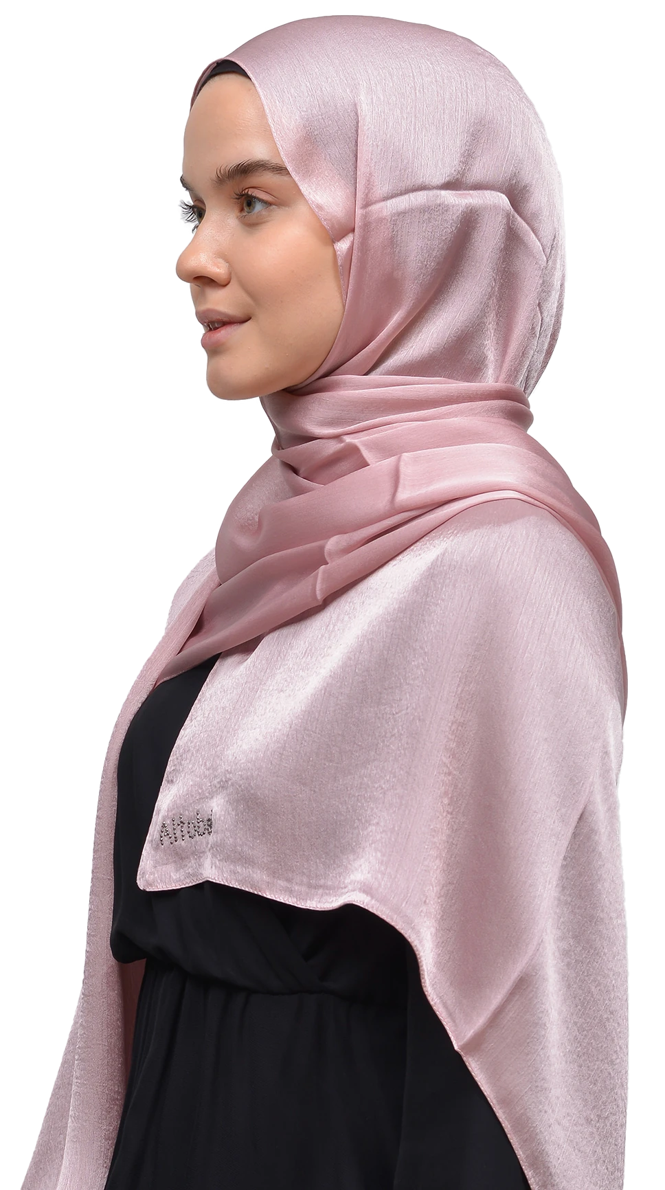 Janjan Parlak Saten Dokulu Tesettür Abiye Şifon Şal