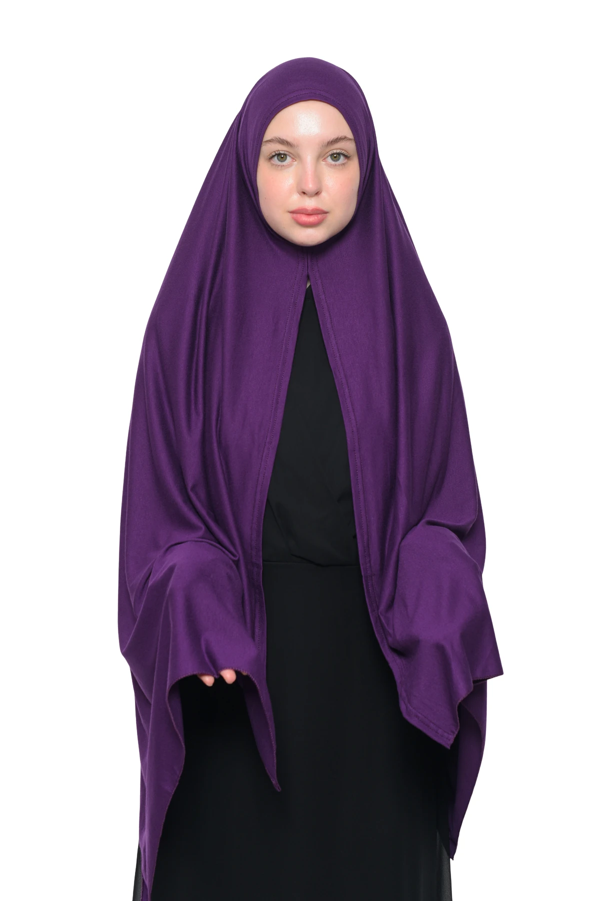 Hazır Pratik Geçmeli Lüks Organik Düz Penye Şal Eşit Hizalı