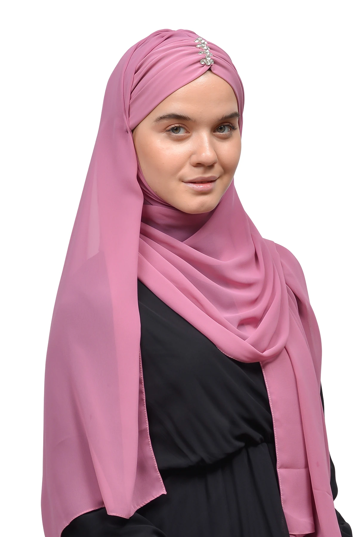 Zarif Taşlı Drapeli Hazır Pratik Şifon Tesettür Şal