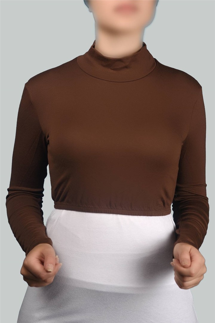 Long Sleeve Turtleneck Top - Chocolate