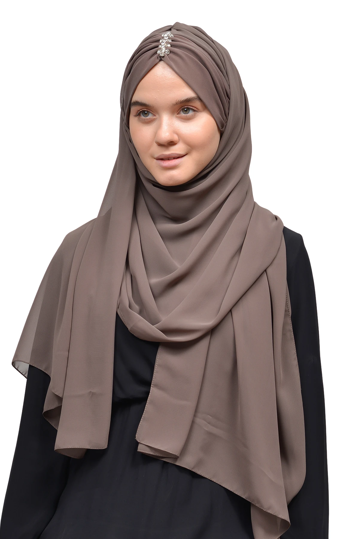 Zarif Taşlı Drapeli Hazır Pratik Şifon Tesettür Şal