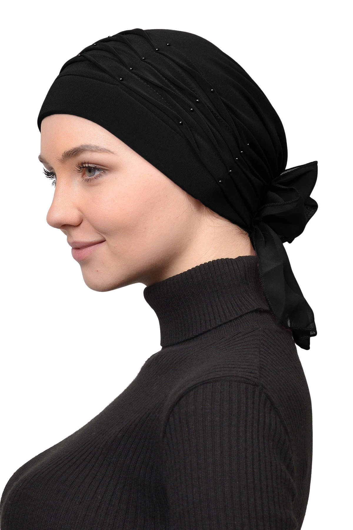 Pileli İncili Nervür Tesettür Bone