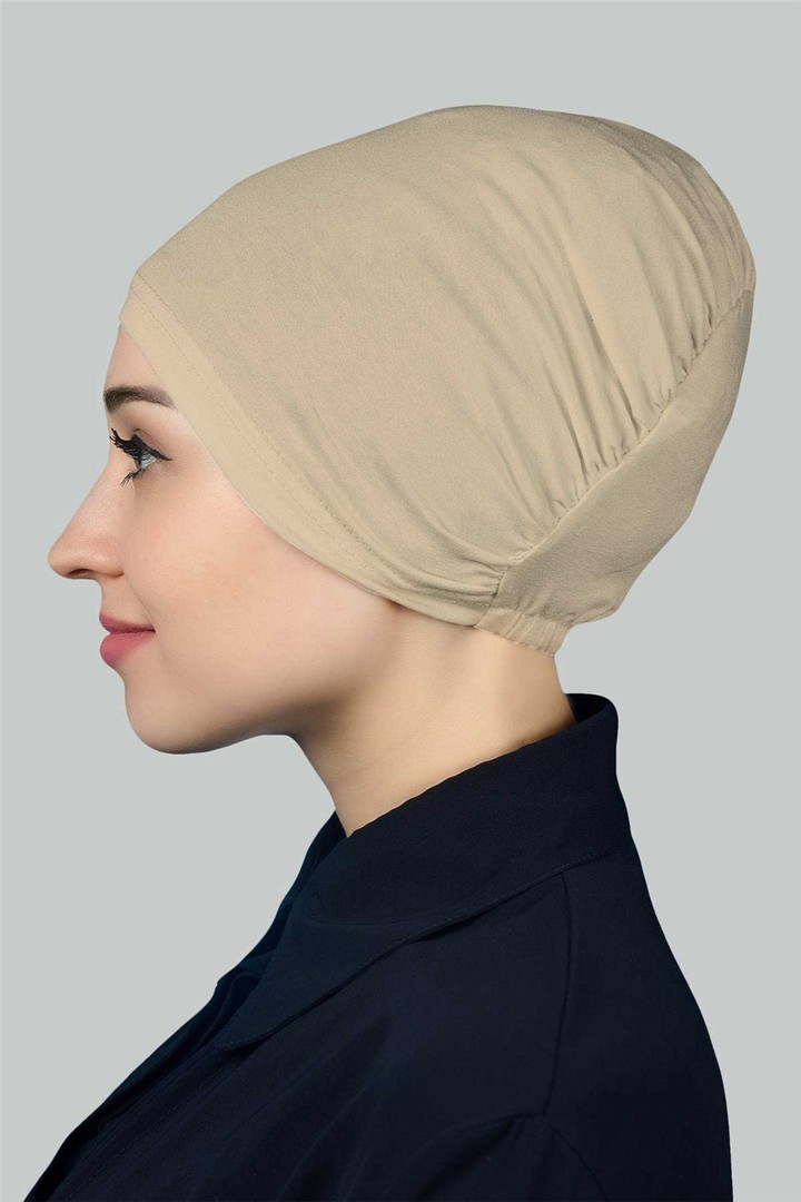 Instant Practical Fitted Elastic Hijab Bonnet - Sand Beige