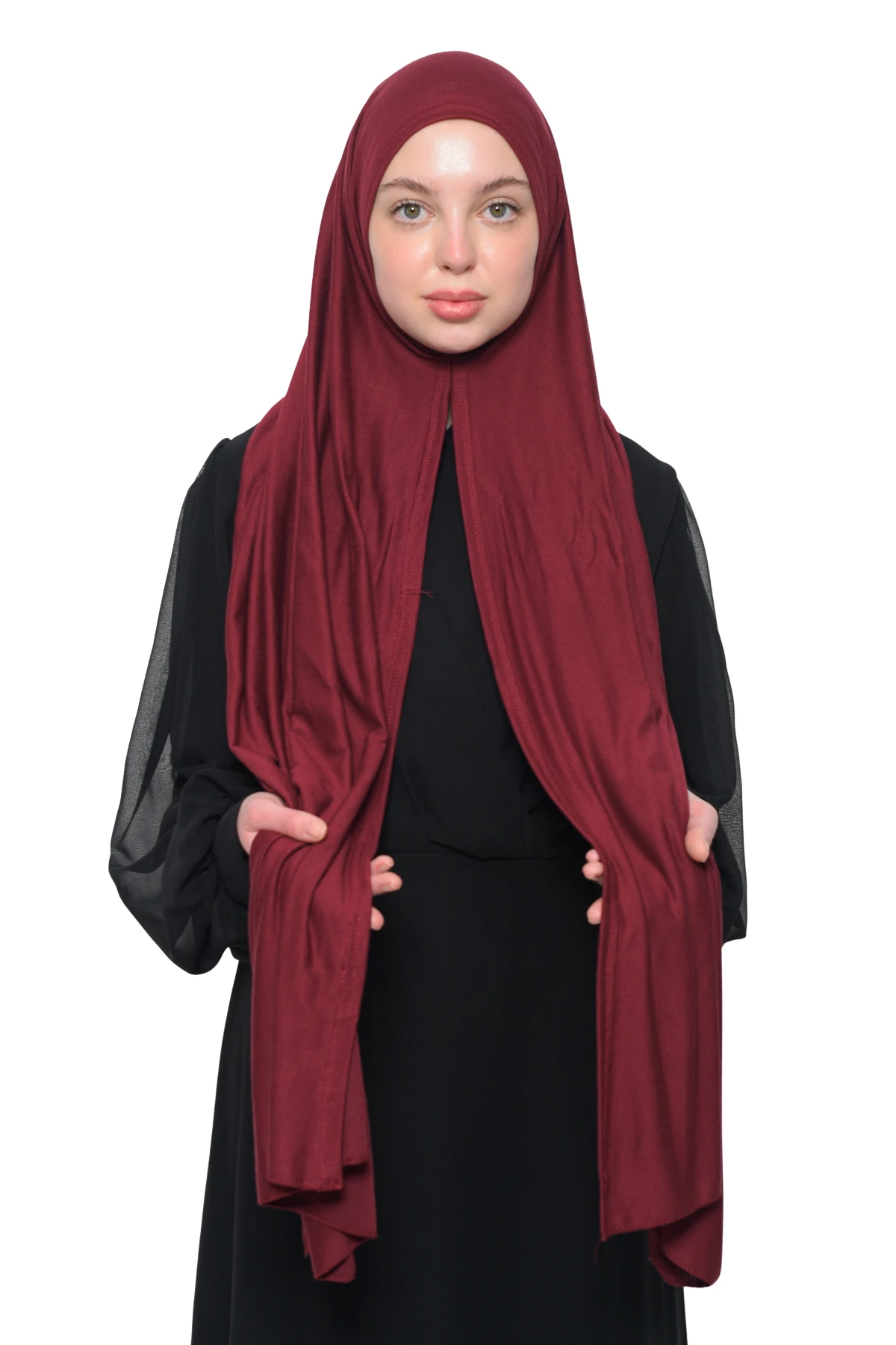 Hazır Pratik Geçmeli Lüks Organik Düz Penye Şal Eşit Hizalı