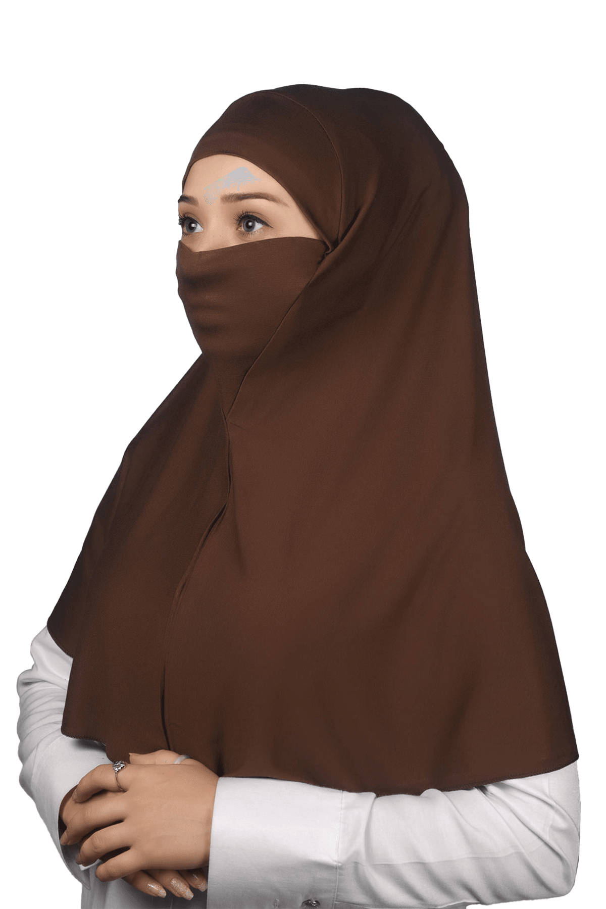 Practical Hijab Scarf with Niqab - Chocolate
