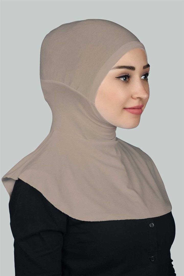 Instant Hijab Scarf with Neck Collar - Light Mink