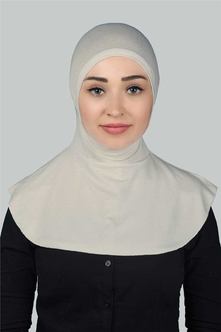 Instant Hijab Scarf with Neck Collar - Dark Cream