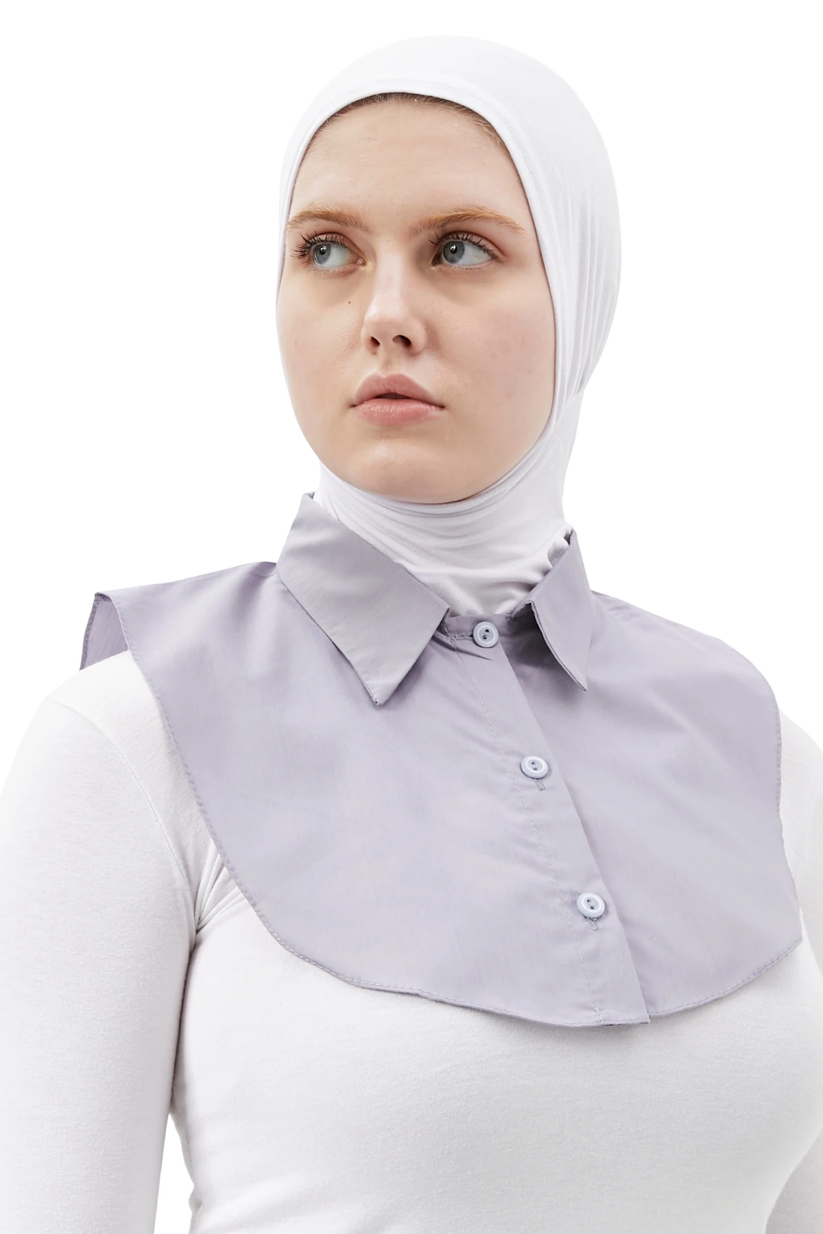 Women's Plain Shirt Hijab Neck Cover - Grey