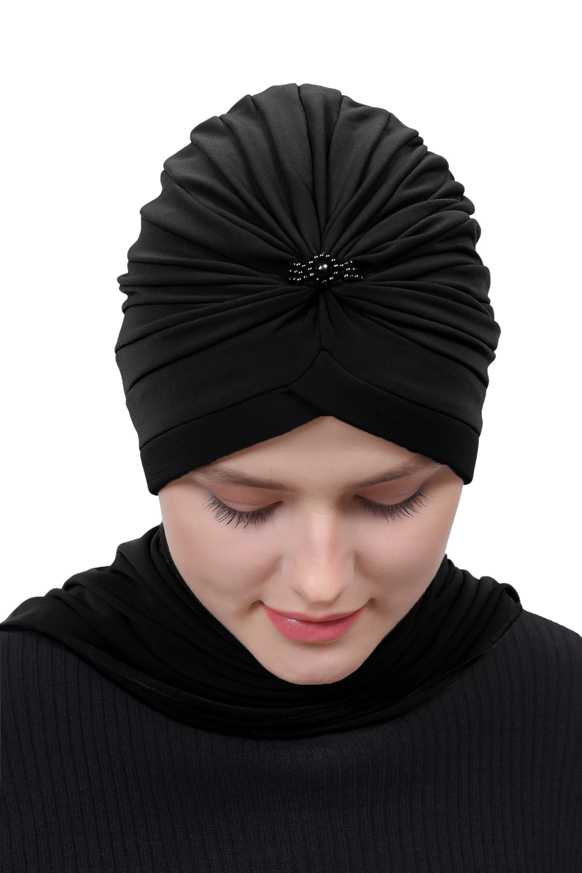 İnci Taçlı Atkılı Tesettür Bone