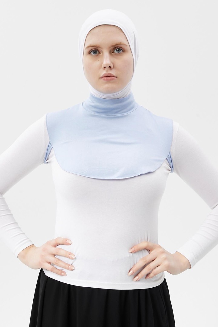 Straight Turtleneck Neck Combed Hijab Collar - Comfortable and Practical - Sky Color