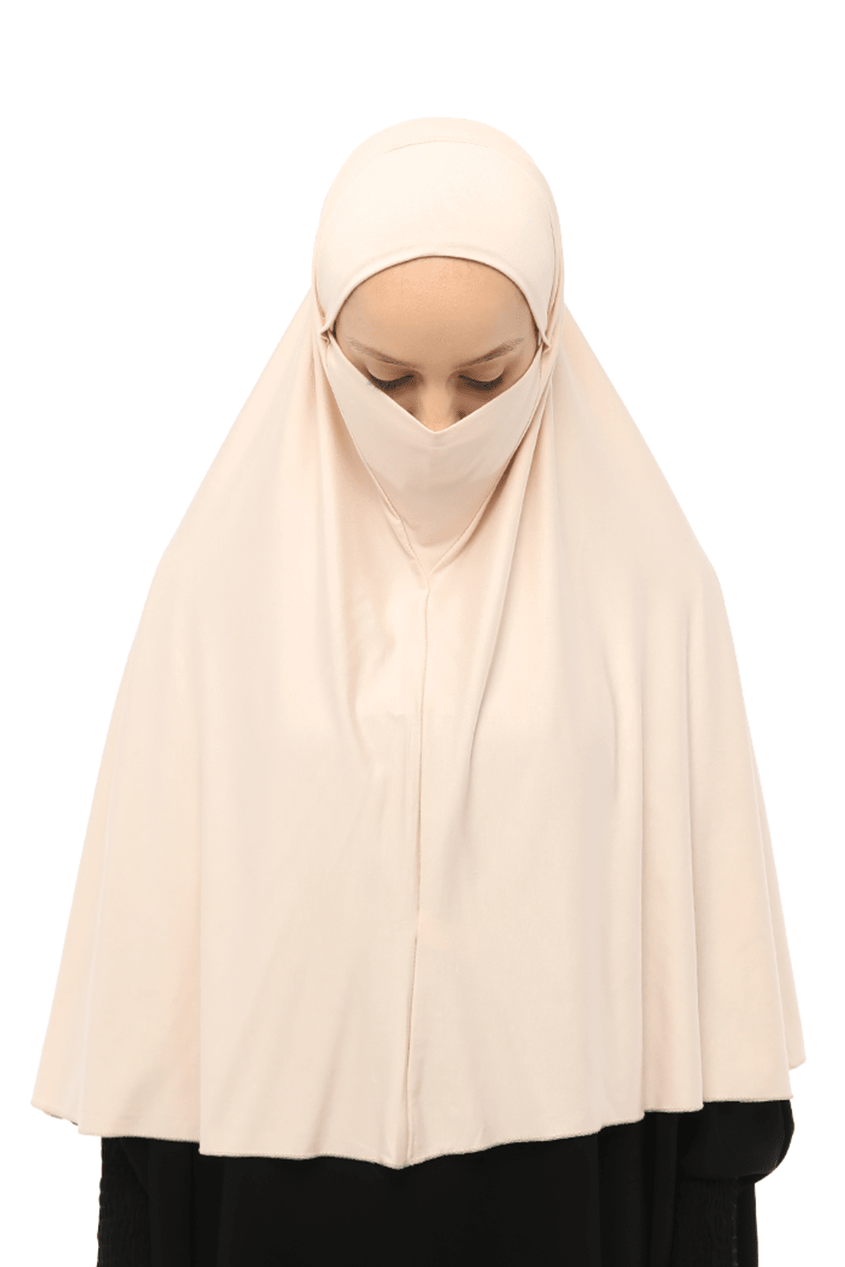 Hazır Türban Peçeli Pratik Eşarp Tesettür Nikaplı Hijab - Namaz Örtüsü Sufle (3XL)