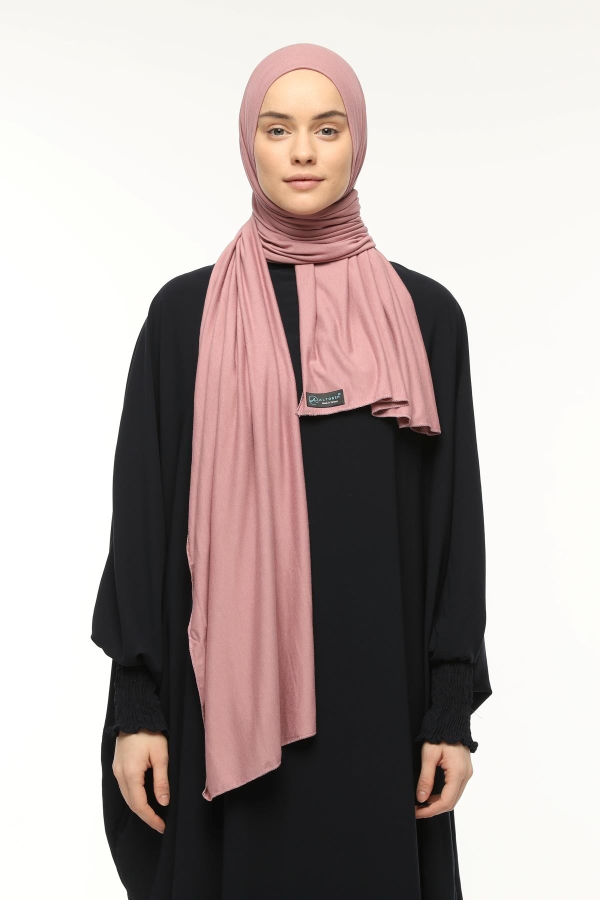 Cotton Jersey Shawl Hijab - Soft & Stretchy  - Dusty Pink