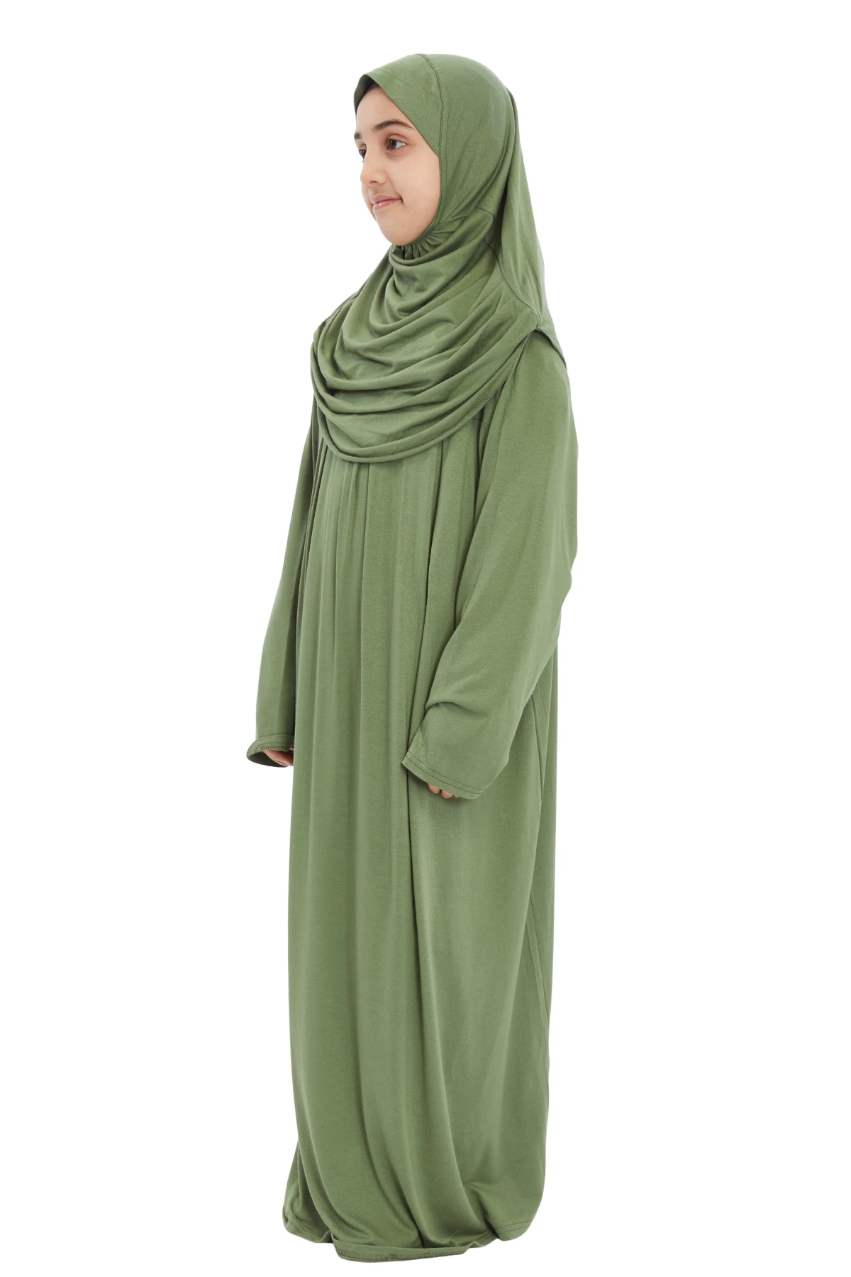 Pratik Tek Parça Organik Kız Çocuk Namaz Elbisesi