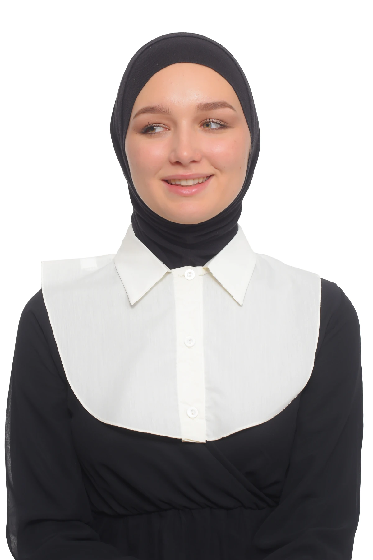 Women's Plain Shirt Hijab Neck Cover - Ecru