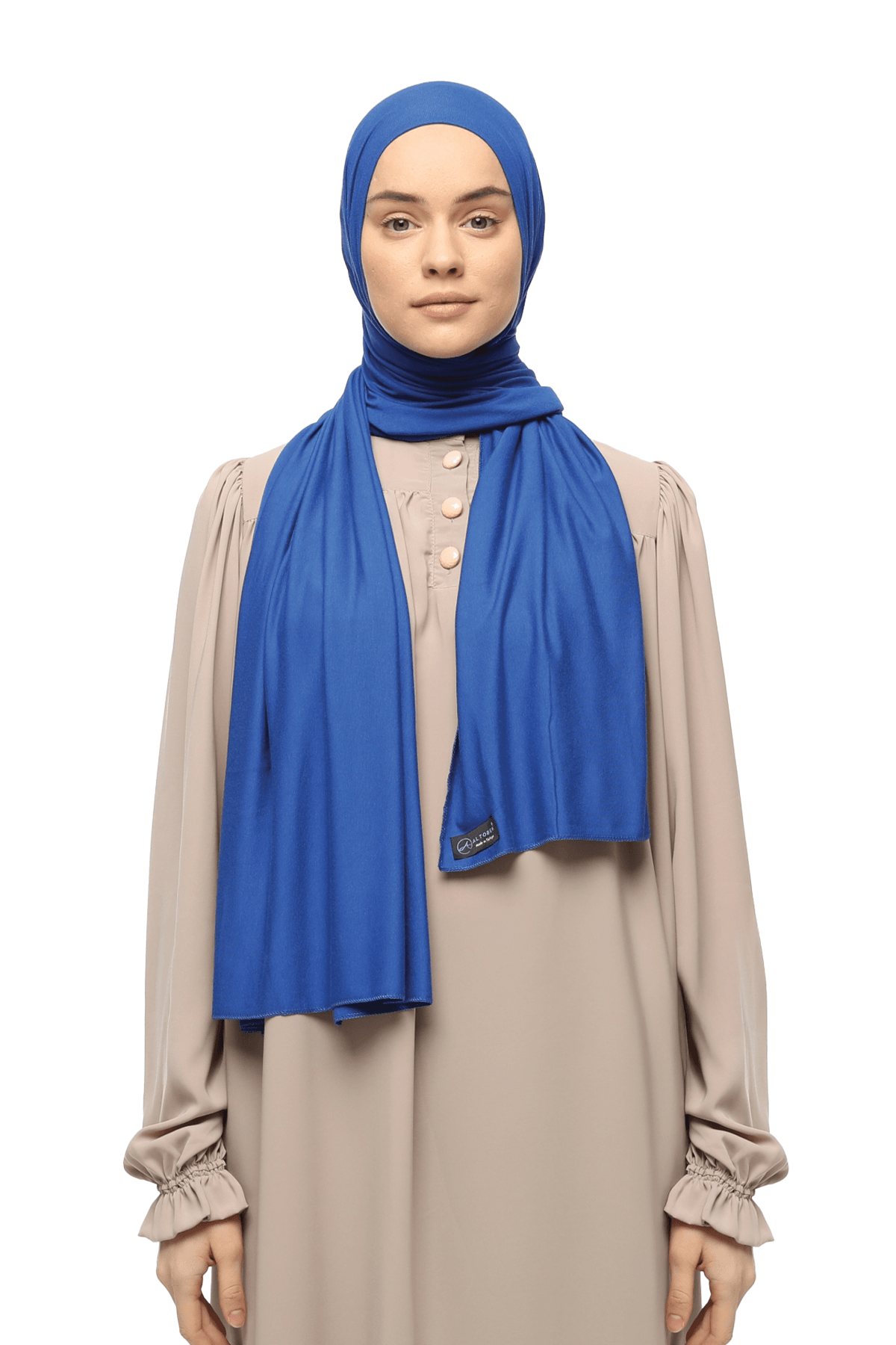 Cotton Jersey Shawl Hijab - Soft & Stretchy  - Sax blue
