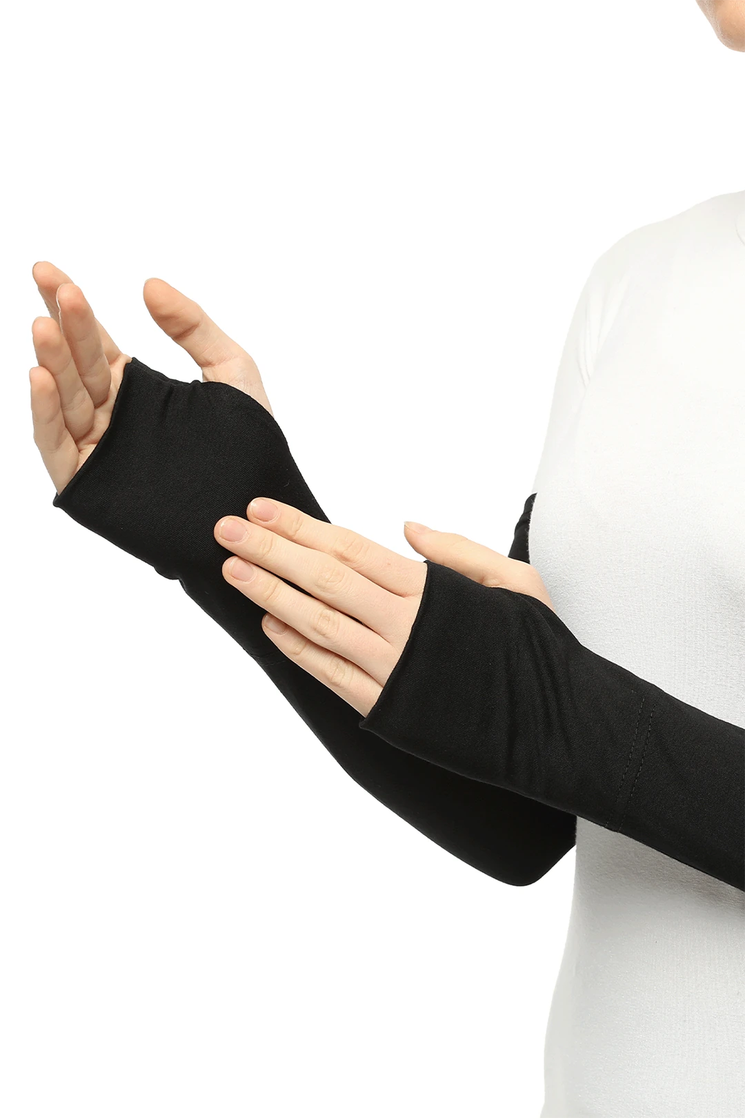 Sporty Combed Cotton Hijab Arm Sleeves with Finger Cut
