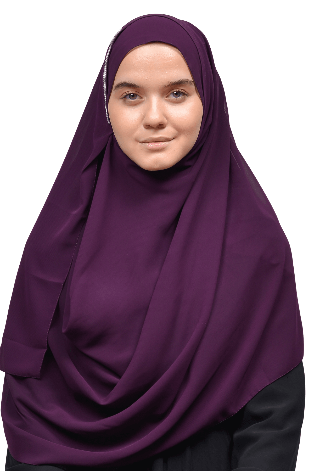 Elegant Chiffon Shawl with Pearl Stone Decorations