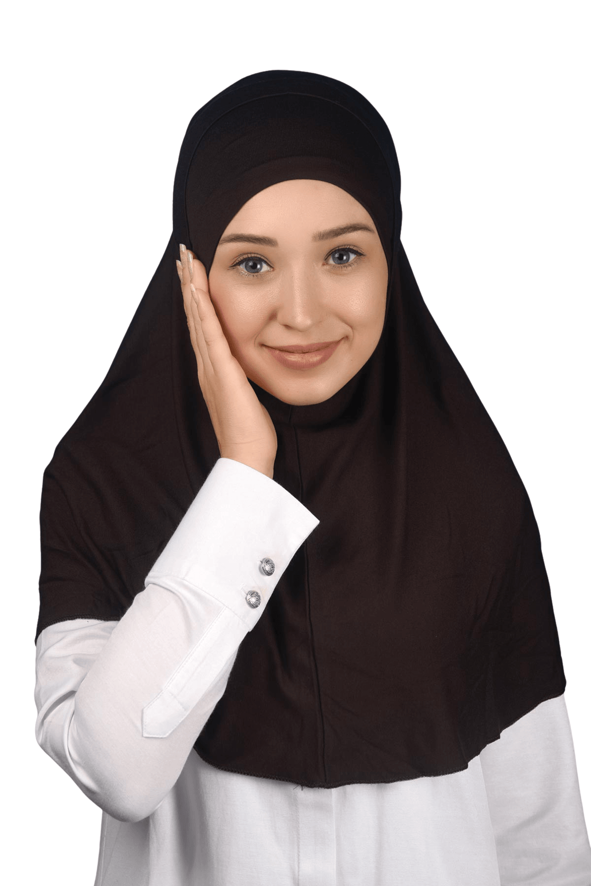 İkili Set Pratik Eşarp Hazır Türban ve Hijab Tesettür Bonesi - Koyu Kahverengi