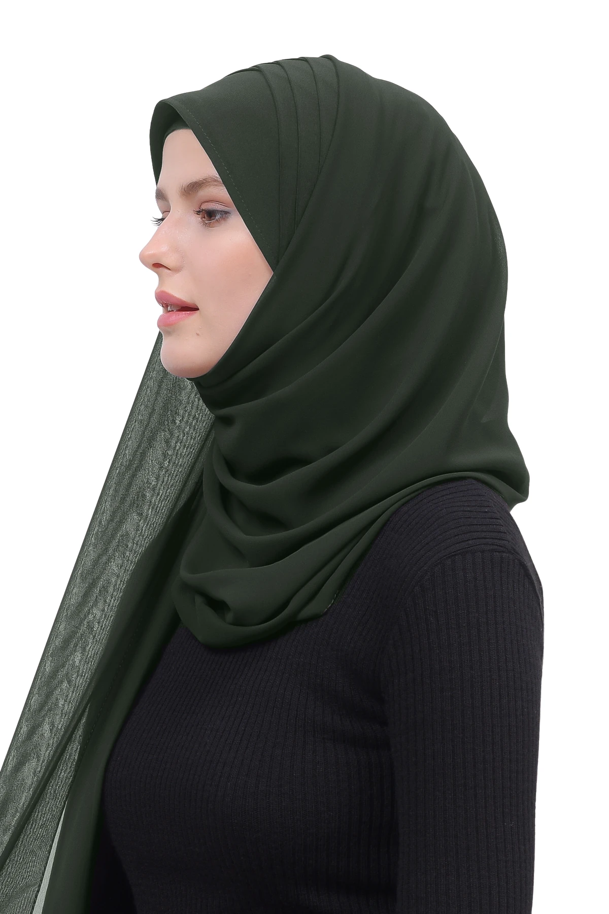 Pileli Çapraz Tela Bantlı Pratik Tesettür Şifon Şal