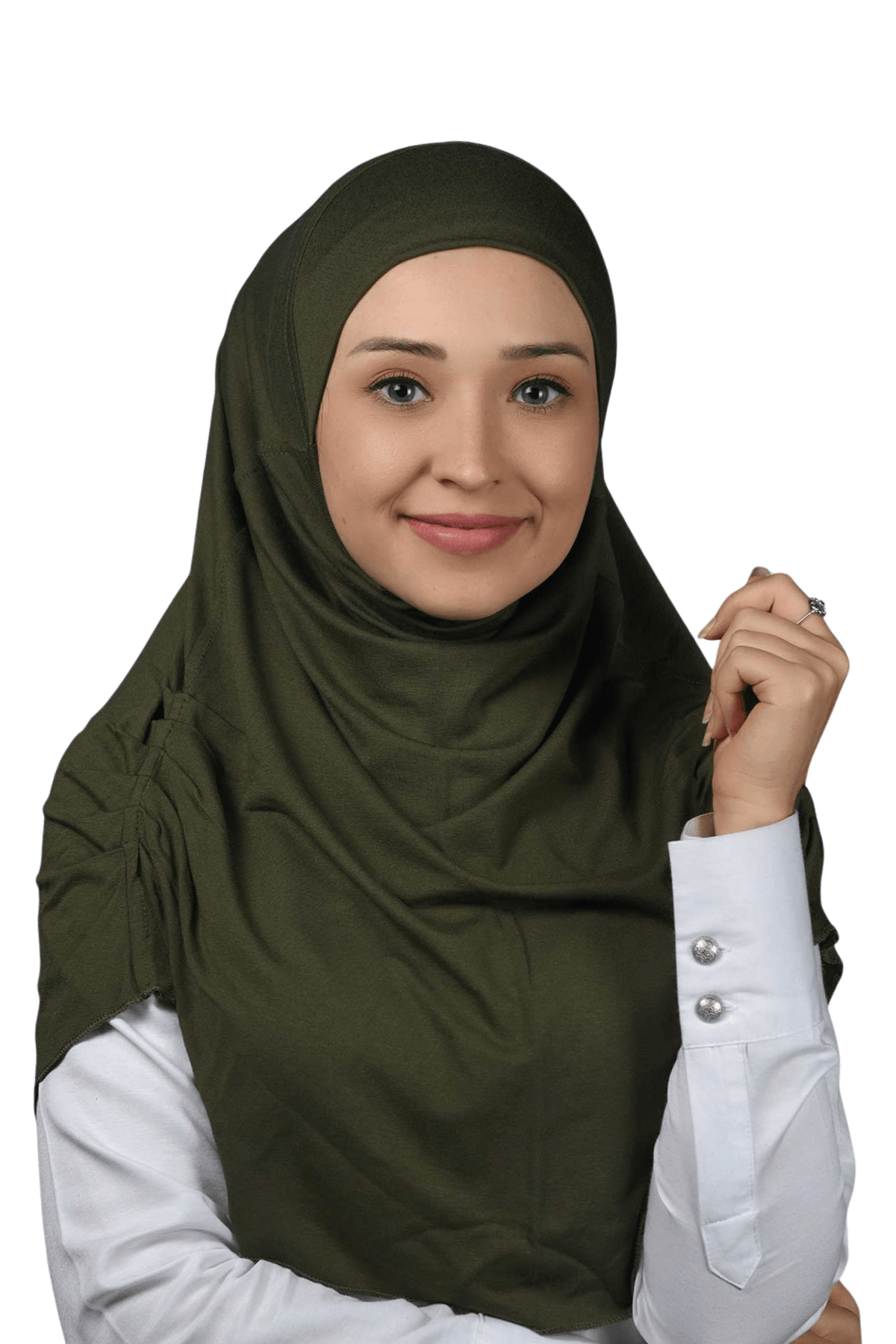 Hazır Türban Büzgülü Pileli Pratik Eşarp Tesettür Hijab - Namaz Örtüsü - Haki